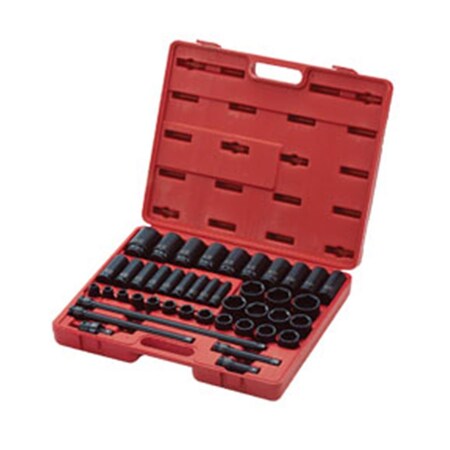 Gourmetgalley 0.5 in. Drive SAE Impact Socket Master Set, Red - 43 Piece GO96122